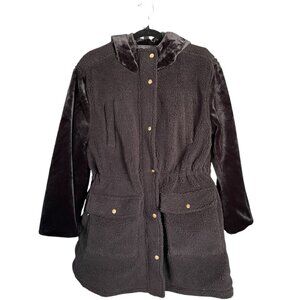 NWOT Eden Society Black Sherpa‎ Hooded Cargo Jacket